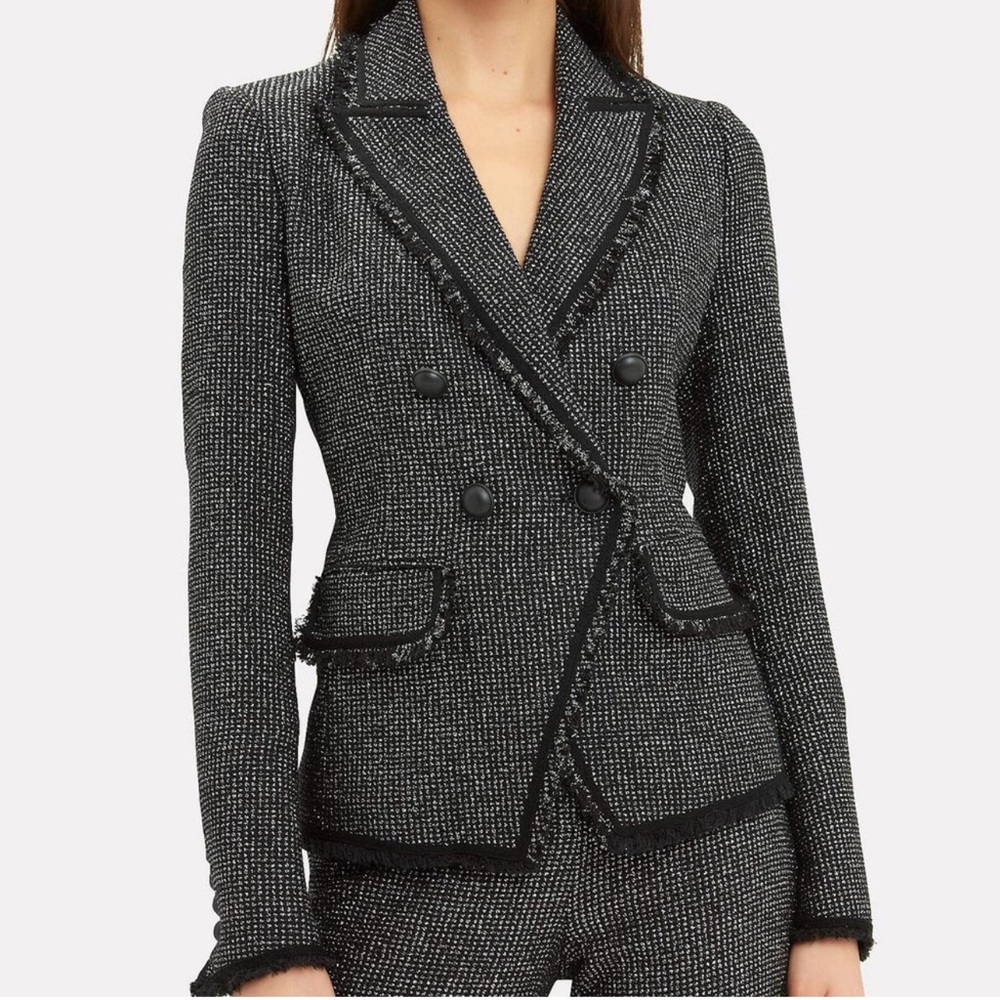Veronica Beard Charcoal Tweed Double-Breasted Blazer